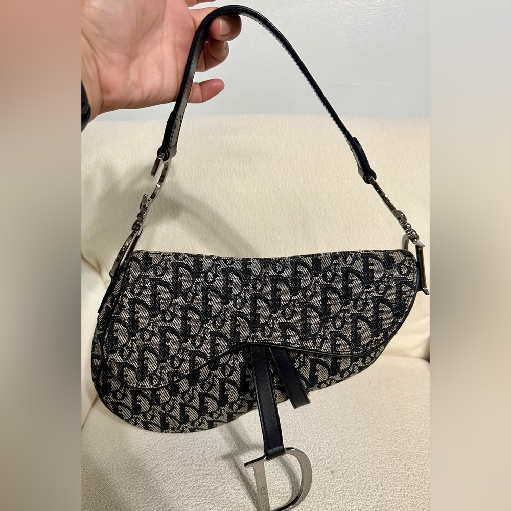 Dior Monogram Black and Gray Shoulder Bag